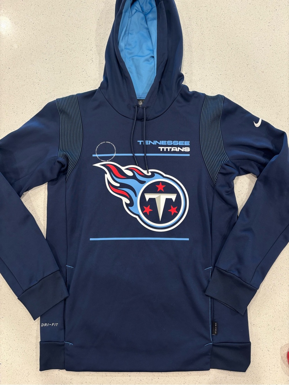 Nike Dri Fit Men's Navy Tennessee Titans Crewneck Hoodie Small